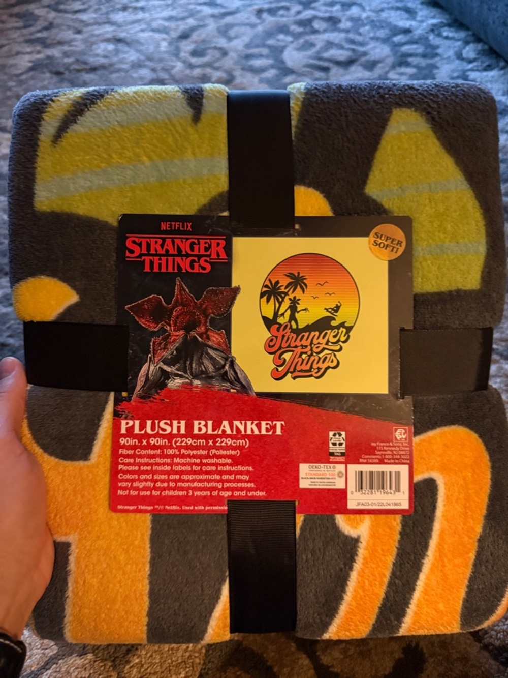 Netflix Stranger Things Plush Blanket - Yellow, Gray, Orange, Black